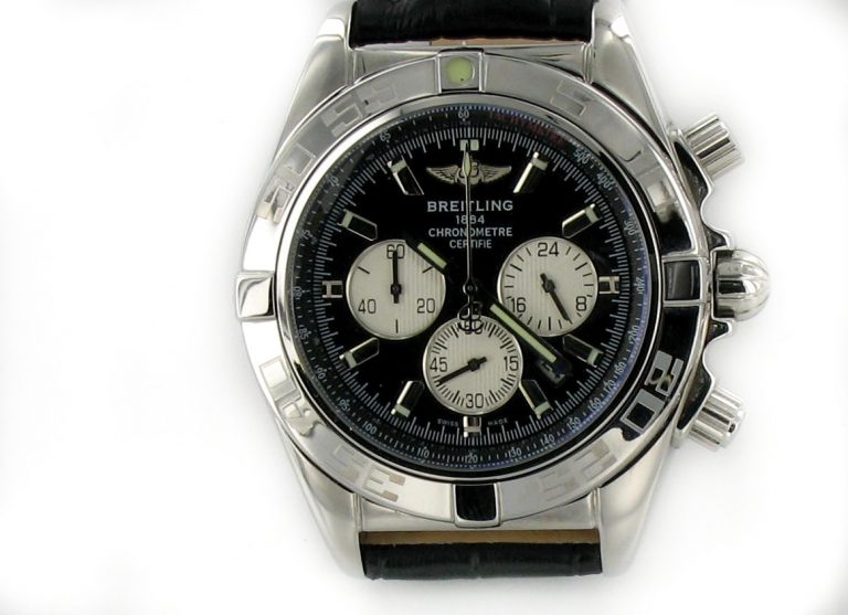 Breitling Chronomat B01 stahl - schwarz mit Leder schwarz